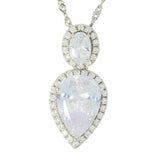 Sterling Silver Semi Mount Pendant Setting Pear PE 14X10mm OV 7x5 HaloTopaz - Syzjewelry